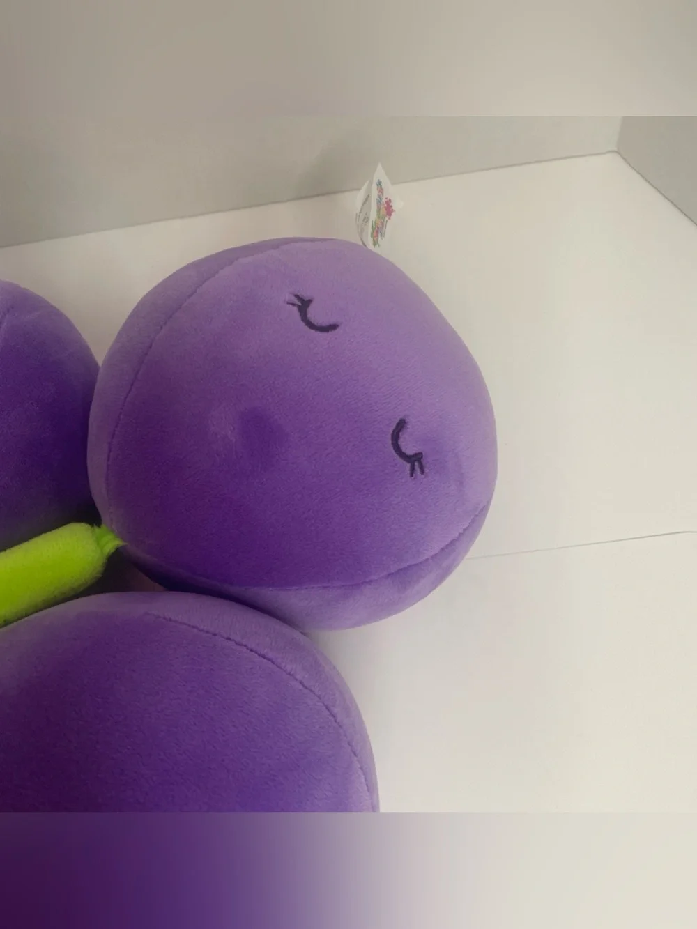 Smoochy Pals Grape Plush Pillow 17” Purple Grapevine Stuffed Fruit Cute Faces